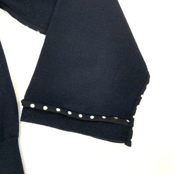 Vintage Carlisle Knit Silk Blend Crop Cardigan Polka Dot Trim Sz S - Picture 15 of 16